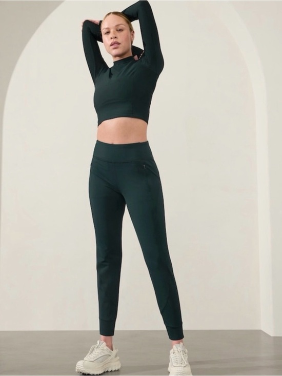 Athleta Pants - Athleta Rainer Emerald Green High-Rise Track Joggers